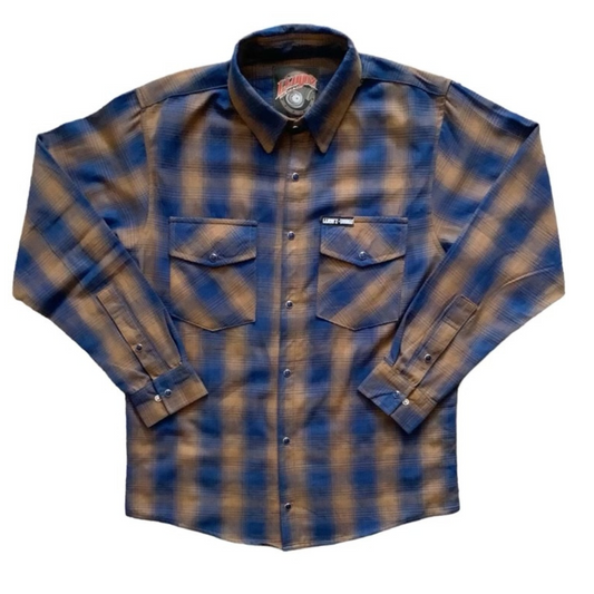 Lloyd'z Garage Flannel Shirts, Blue/Brown- Mens
